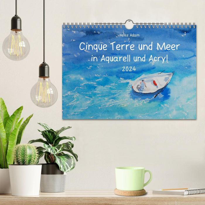 Cinque Terre und Meer in Aquarell und Acryl (CALVENDO Wandkalender 2024)