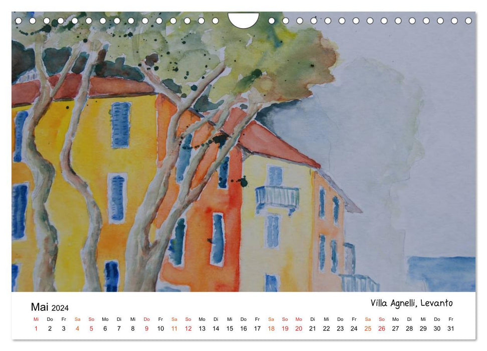 Cinque Terre and sea in watercolor and acrylic (CALVENDO wall calendar 2024) 