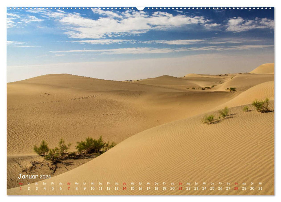 On the road in the Taklamakan desert (CALVENDO wall calendar 2024) 