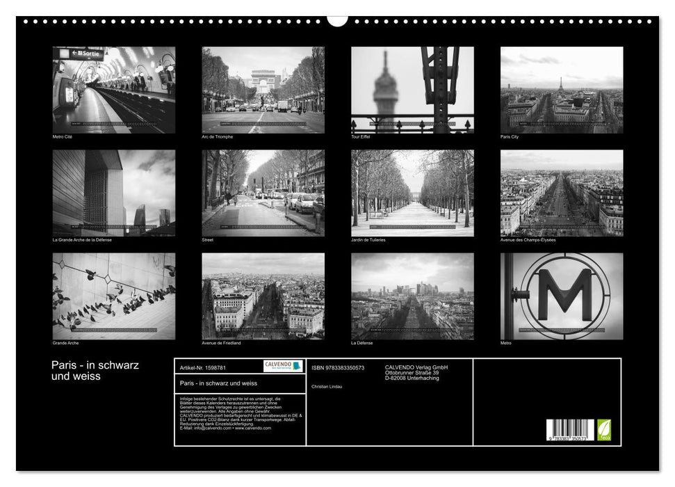 Paris - in black and white (CALVENDO wall calendar 2024) 