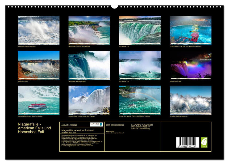 Niagara Falls - American Falls and Horseshoe Fall (CALVENDO Premium Wall Calendar 2024) 