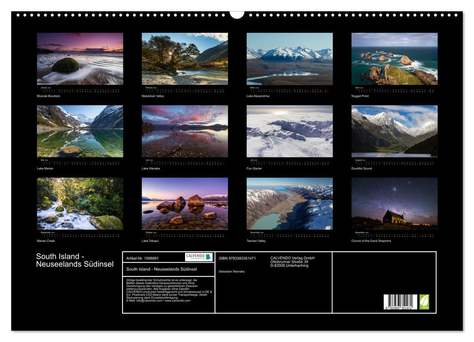 South Island - Neuseelands Südinsel (CALVENDO Wandkalender 2024)