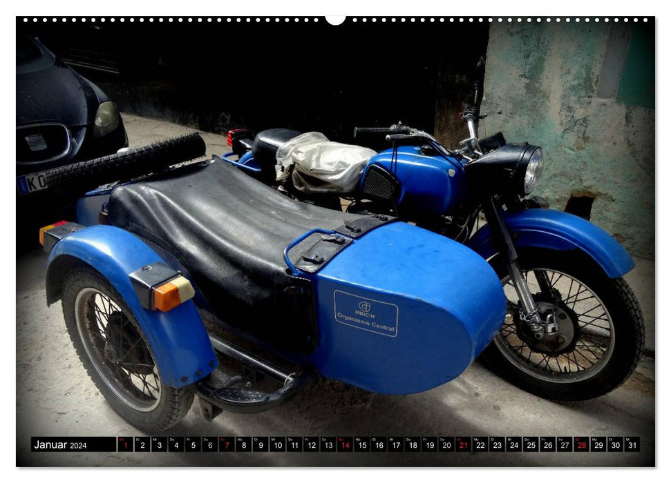 Motorrad-Gespanne in Kuba (CALVENDO Wandkalender 2024)