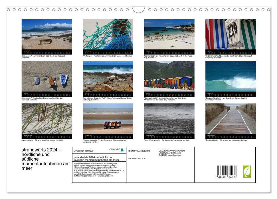 beachward 2024 - instantanés du nord et du sud au bord de la mer (calendrier mural CALVENDO 2024) 