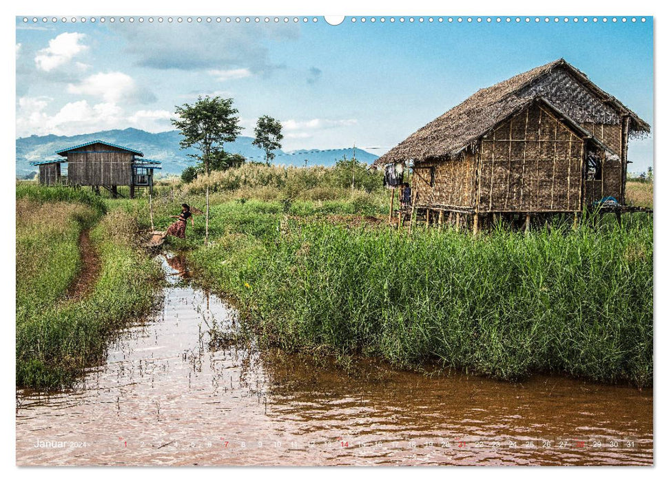 Inle Lake habitat in Myanmar (CALVENDO Premium Wall Calendar 2024) 