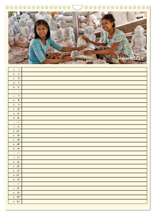 Buddha's family planner (CALVENDO wall calendar 2024) 