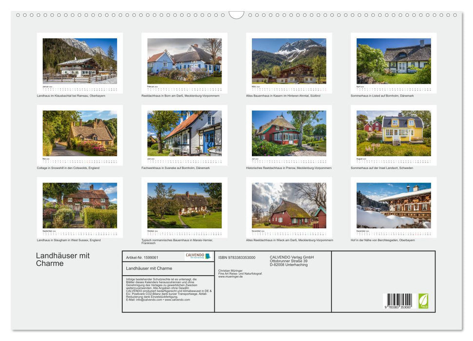 Landhäuser mit Charme (CALVENDO Wandkalender 2024)
