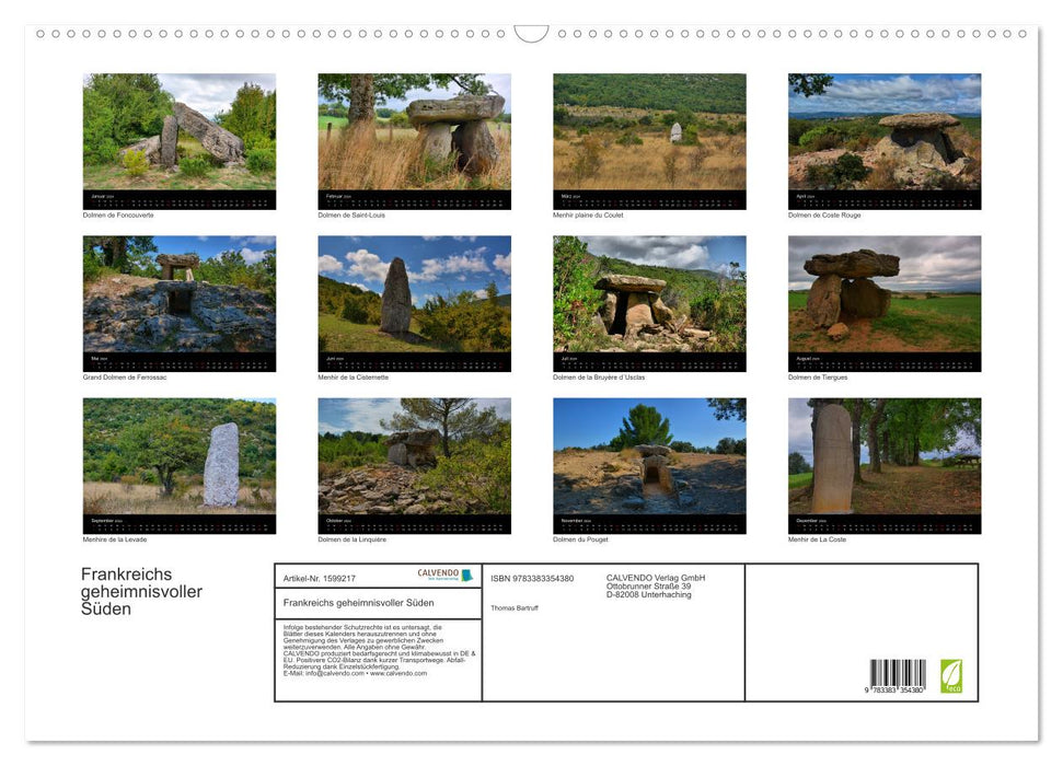 France's mysterious south - dolmens and menhirs in Languedoc-Roussillon (CALVENDO wall calendar 2024) 