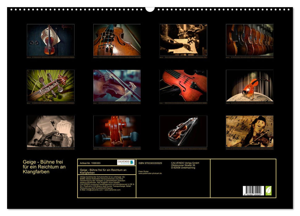 Geige - Bühne frei für ein Reichtum an Klangfarben (CALVENDO Wandkalender 2024)