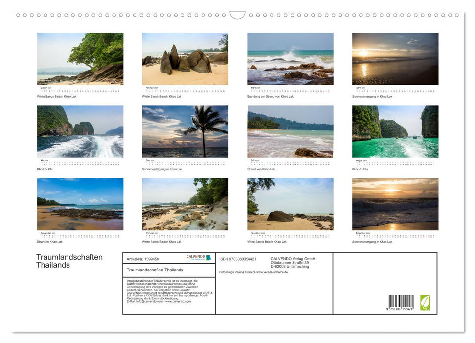 Dream landscapes of Thailand (CALVENDO wall calendar 2024) 