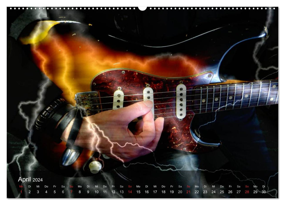 Rockgitarren Power (CALVENDO Wandkalender 2024)
