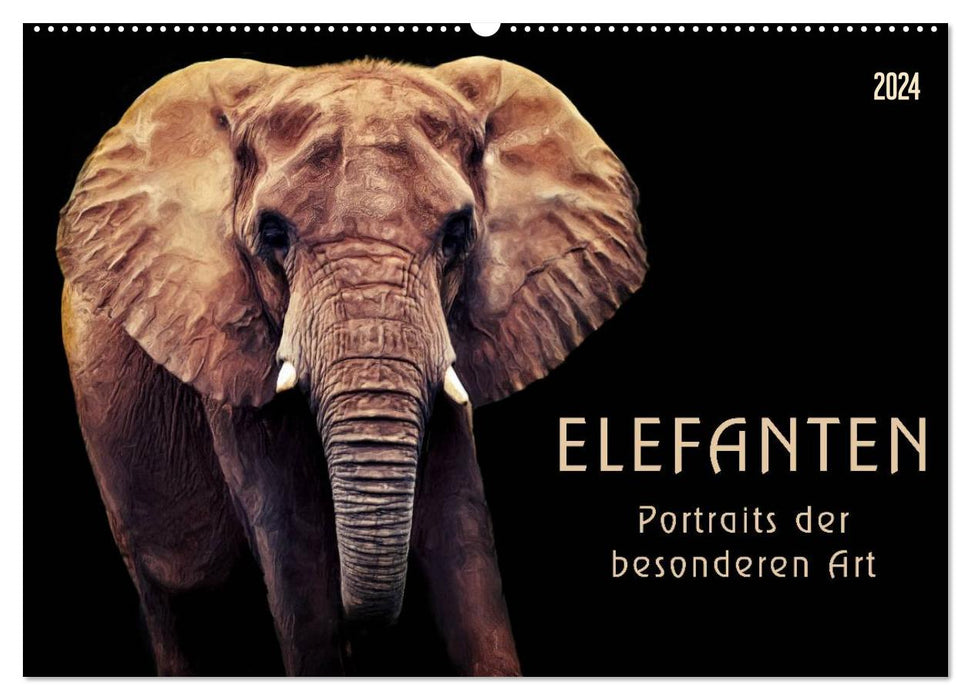 Éléphants - portraits d'un genre particulier (Calendrier mural CALVENDO 2024) 