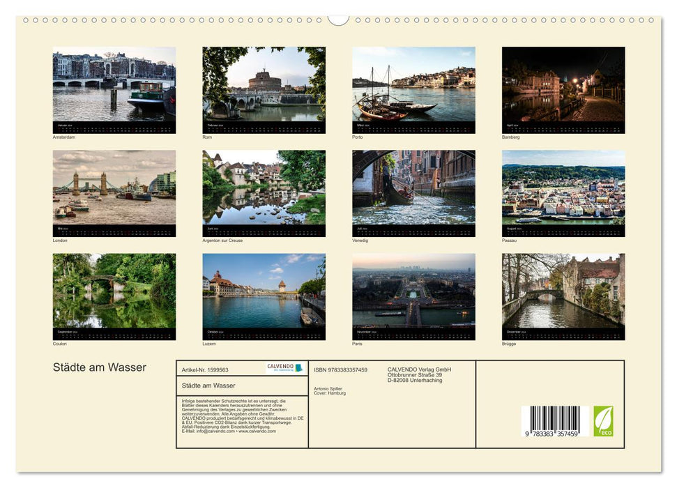 Städte am Wasser (CALVENDO Premium Wandkalender 2024)