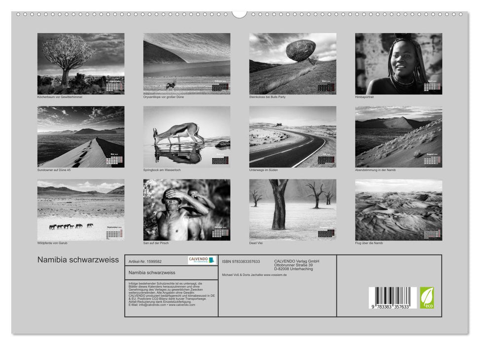 Namibia black and white (CALVENDO Premium Wall Calendar 2024) 