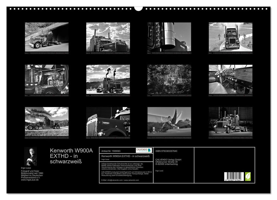 Kenworth W900A EXTHD - in schwarzweiß (CALVENDO Wandkalender 2024)