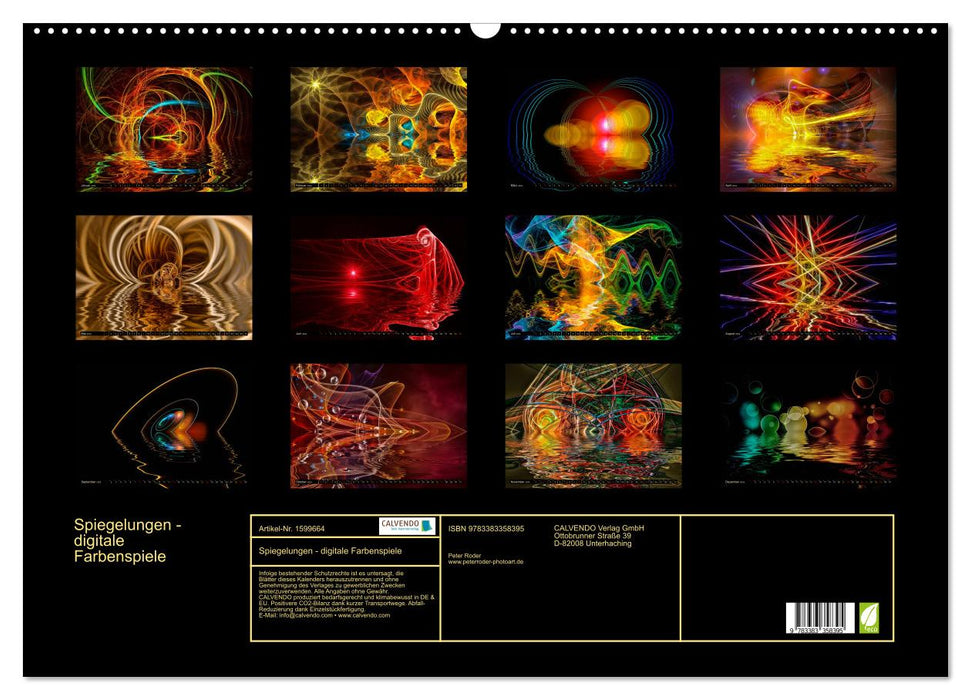 Spiegelungen - digitale Farbenspiele (CALVENDO Wandkalender 2024)