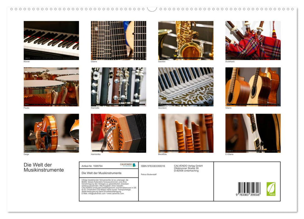 Die Welt der Musikinstrumente (CALVENDO Premium Wandkalender 2024)