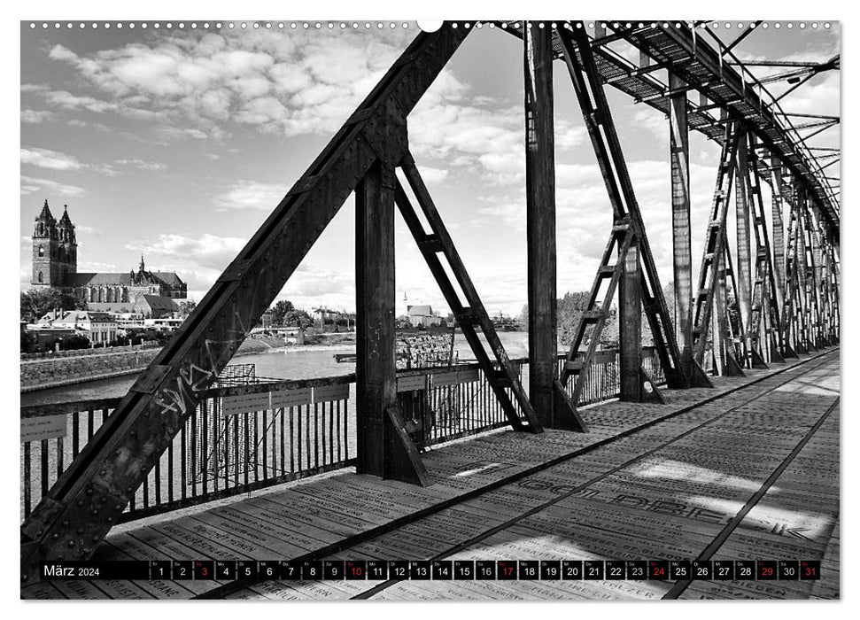 Magdebourg en noir et blanc (calendrier mural CALVENDO 2024) 