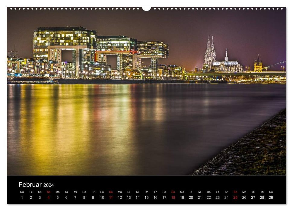 Impressions de Cologne la nuit (Calendrier mural CALVENDO Premium 2024) 