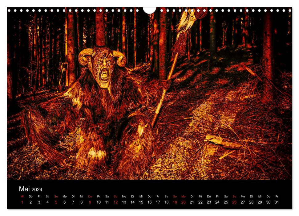 Perchten et Krampus au pied des Alpes (calendrier mural CALVENDO 2024) 