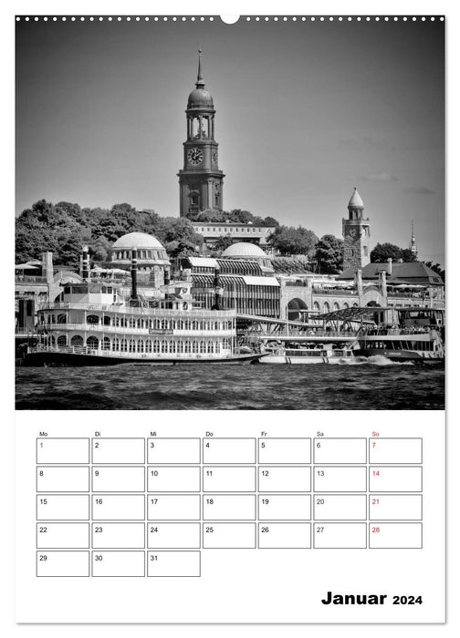 HAMBOURG Vues monochromes (Calvendo Premium Wall Calendar 2024) 