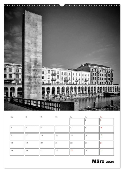 HAMBURG Monochrome Ansichten (CALVENDO Premium Wandkalender 2024)