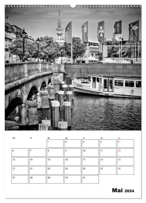 HAMBOURG Vues monochromes (Calvendo Premium Wall Calendar 2024) 