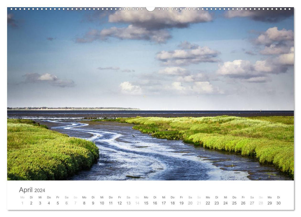 Nordfriesische Inselwelt - Bunte Watt- und Wolkenlandschaften (CALVENDO Wandkalender 2024)