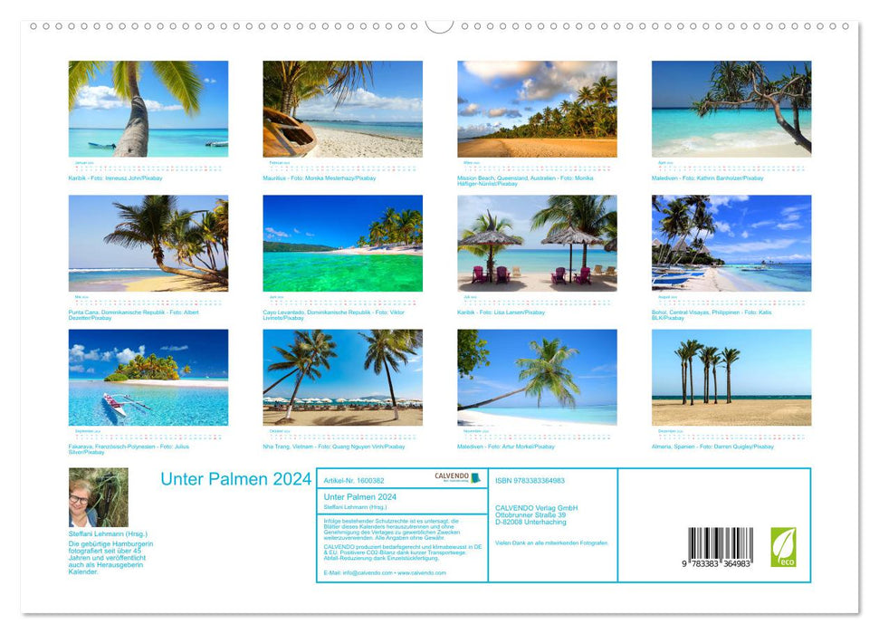 Sous les palmiers 2024. Impressions des plus belles plages du monde (Calendrier mural CALVENDO Premium 2024) 