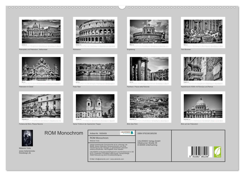 ROME Monochrome (Calendrier mural CALVENDO Premium 2024) 