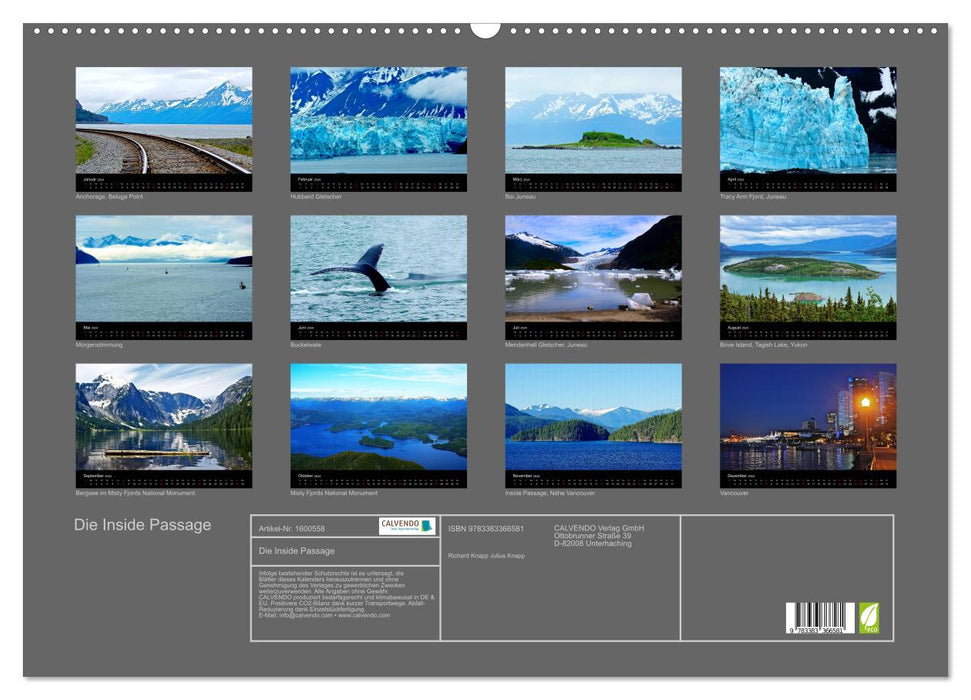 The Inside Passage - By sea from Anchorage to Vancouver (CALVENDO wall calendar 2024) 