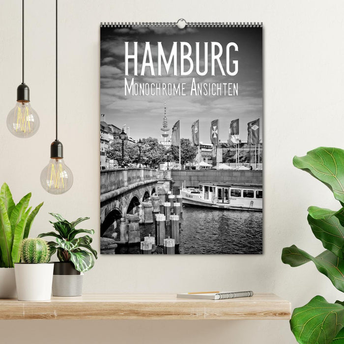 HAMBURG Monochrome Ansichten (CALVENDO Wandkalender 2024)