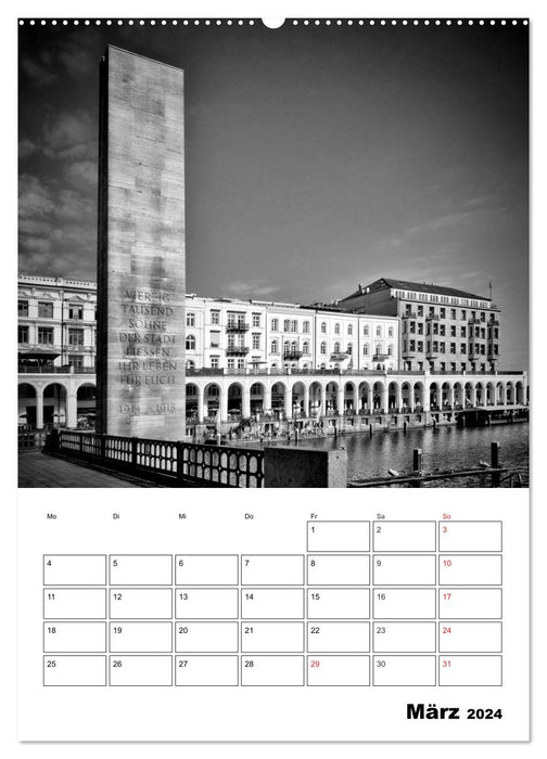 HAMBURG Monochrome Ansichten (CALVENDO Wandkalender 2024)