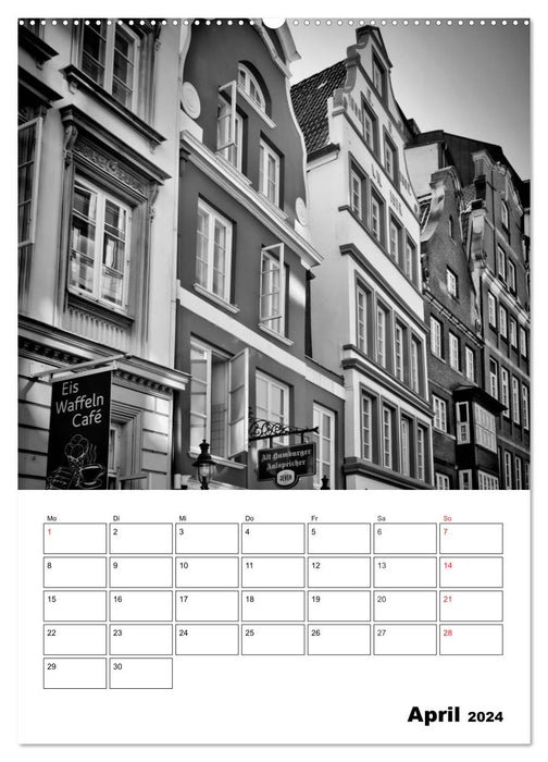 HAMBURG Monochrome Ansichten (CALVENDO Wandkalender 2024)