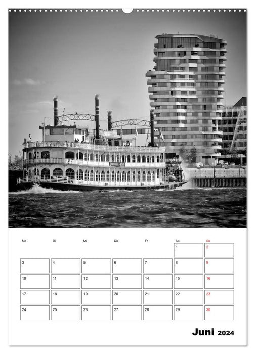 HAMBURG Monochrome Ansichten (CALVENDO Wandkalender 2024)