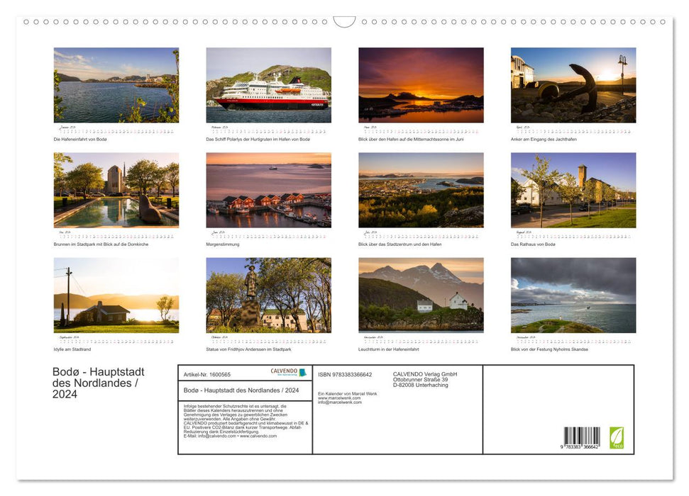 Bodø - Capital of the North Country / 2024 (CALVENDO wall calendar 2024) 