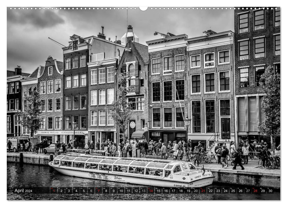 AMSTERDAM Stadtherz in Monochrom (CALVENDO Premium Wandkalender 2024)