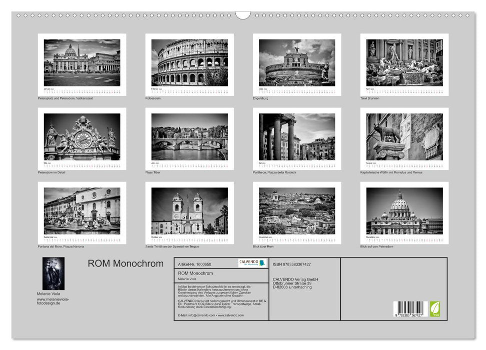 ROME Monochrome (Calendrier mural CALVENDO 2024) 