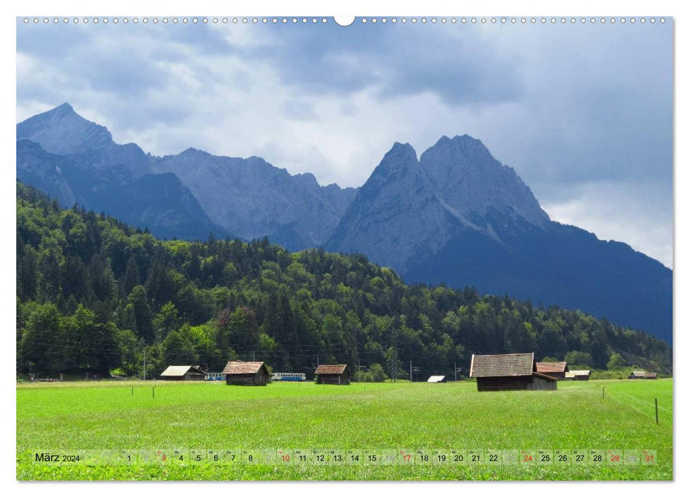 Picturesque Garmisch Partenkirchen - watercolors and photographs (CALVENDO Premium Wall Calendar 2024) 