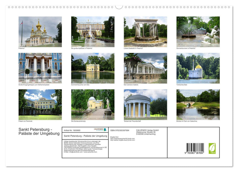 Saint Petersburg - Palaces in the area (CALVENDO Premium Wall Calendar 2024) 