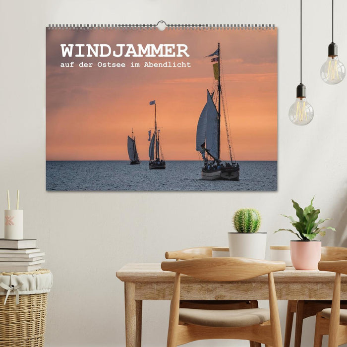 Windjammer sur la mer Baltique dans la lumière du soir (calendrier mural CALVENDO 2024) 