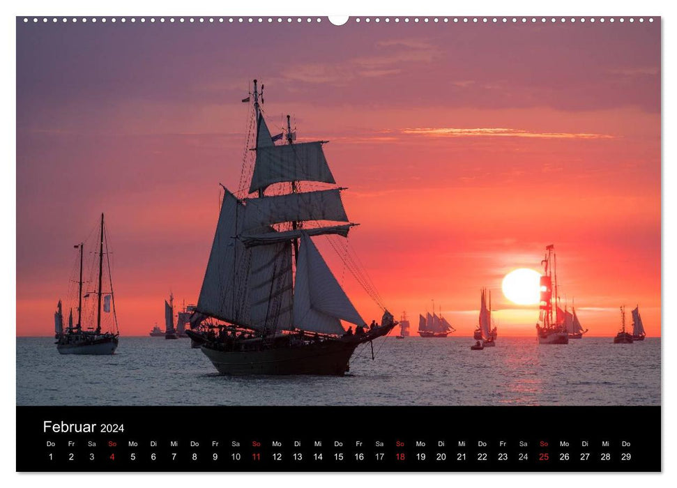 Windjammer on the Baltic Sea in the evening light (CALVENDO wall calendar 2024) 