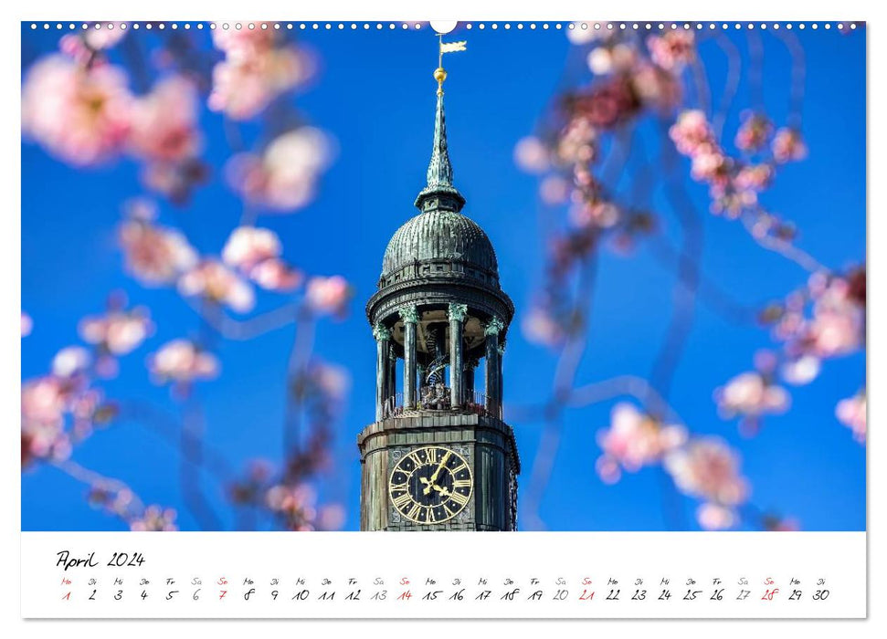With Hamburg through the year 2024 (CALVENDO Premium Wall Calendar 2024) 