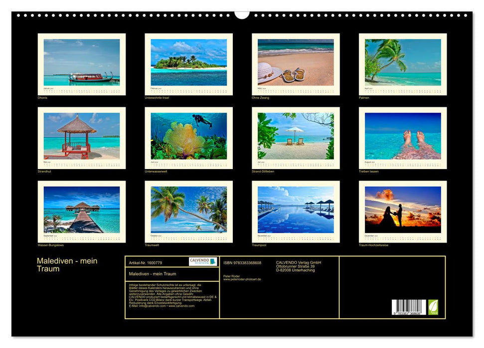 Maldives - mon rêve (calendrier mural CALVENDO 2024) 