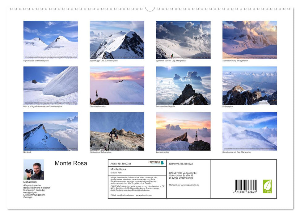 Monte Rosa (Calvendo Premium Calendrier mural 2024) 
