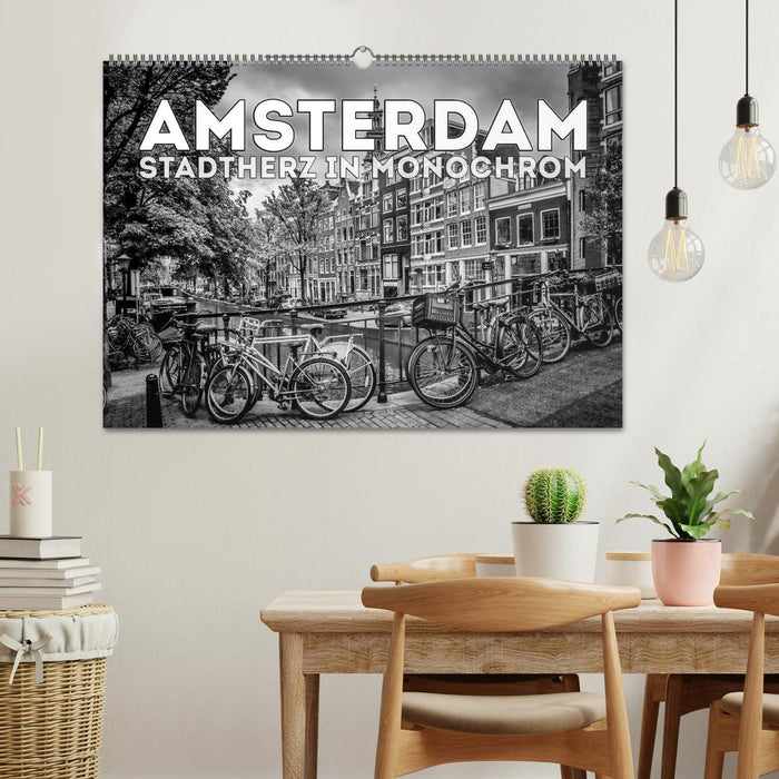 AMSTERDAM city heart in monochrome (CALVENDO wall calendar 2024) 