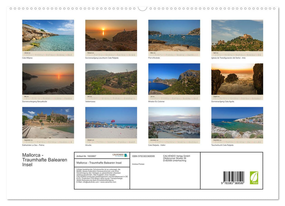 Mallorca - Fantastic Balearic Island (CALVENDO Premium Wall Calendar 2024) 