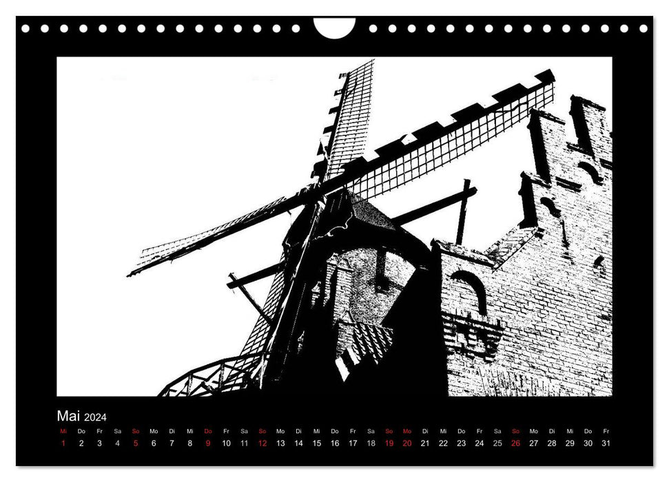 Ruhrpott et Bas-Rhin en noir et blanc (calendrier mural CALVENDO 2024) 