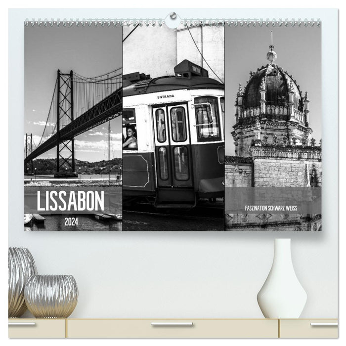 Lisbon Fascination Black White (CALVENDO Premium Wall Calendar 2024) 