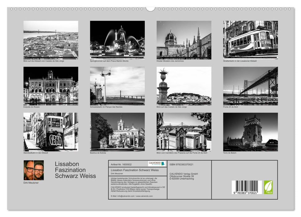 Lisbon Fascination Black White (CALVENDO Premium Wall Calendar 2024) 